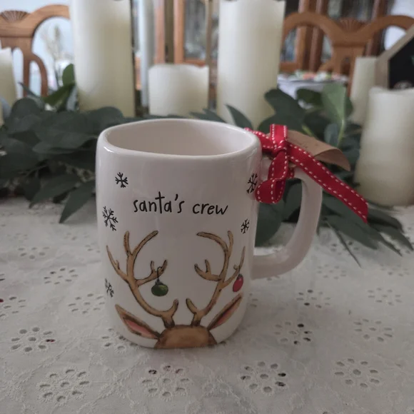 Rae Dunn Santa's Crew Mug with Red Bow - Picture 2 of 4